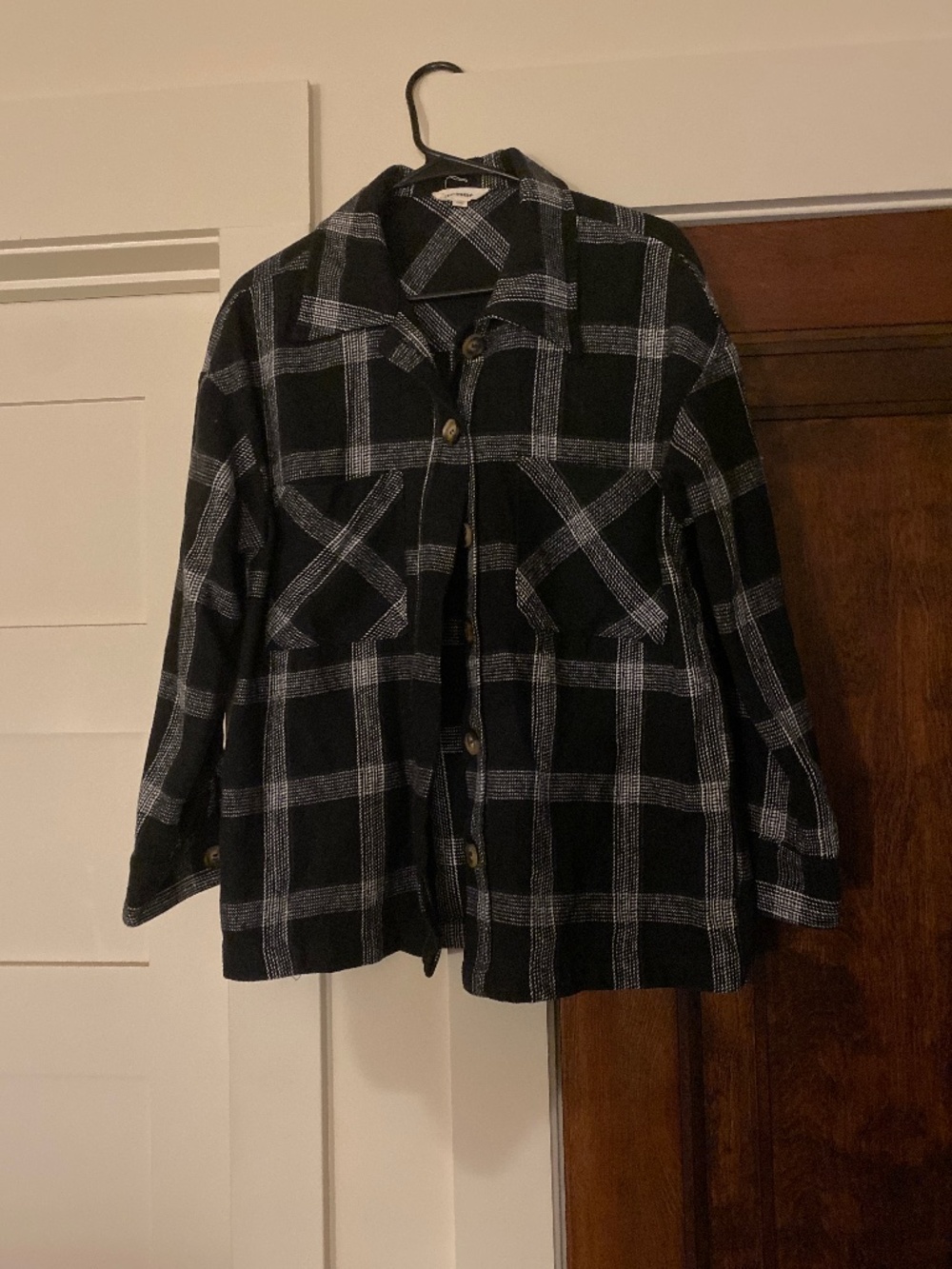 Boutique Brand Plaid Shacket jet sz S